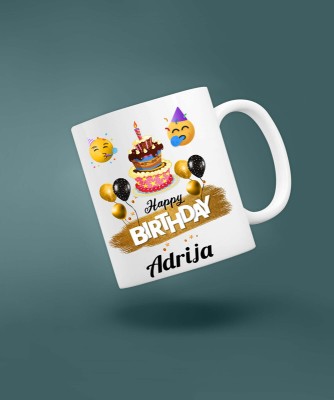 badri creations Happy Birthday Adrija Super White Coffee mug Ceramic Coffee Mug(350 ml)