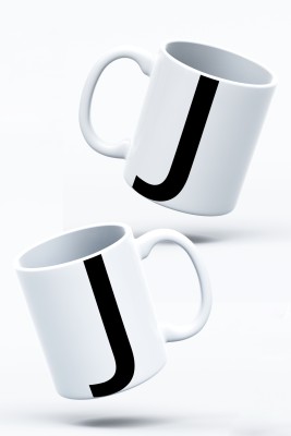 AATORE J Alphabet Capital Letter Print Ceramic Coffee Mug(290 ml)