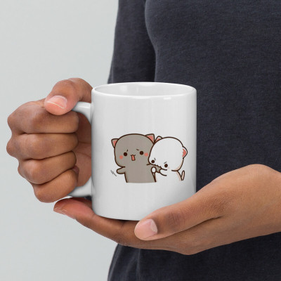 Cheeksy Bubu Is Angry and Bite Dudu Hand in anger 939 Gift Item for Couples Family Ceramic Coffee Mug(350 ml)