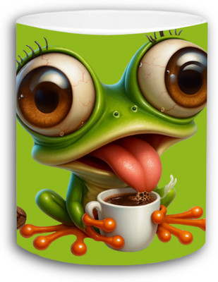 RSRCreations Cute Frog Printed 11 oz coffee mug Ceramic Coffee Mug(350 ml)