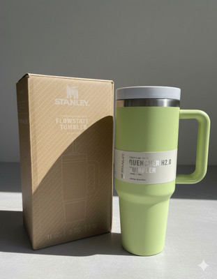 MBTAKSP Quencher FlowState Stainless Steel Tumbler with Lid and Straw 1.2L (Light Green) Stainless Steel Tumbler(1200 ml)