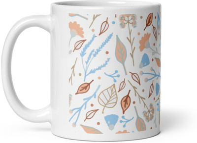 Mr UVD Leaf Pattern Ceramic Coffee Mug(350 ml)