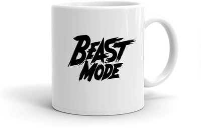 Clapcart Beast Mode Designer Printed Ceramic Coffee Mug(325 ml)