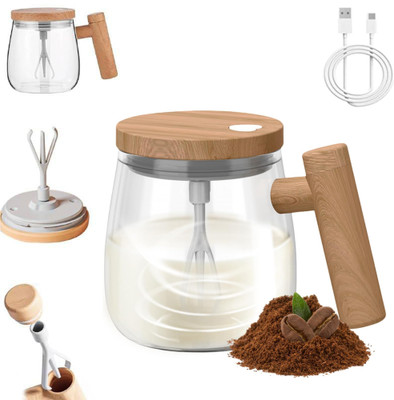 Sippify Electric Self-Stirring Cup Rechargeable Maker With Lid For Mixing Glass Coffee Mug(400 ml)