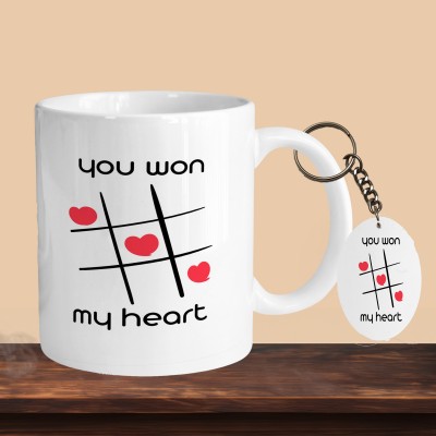 VM SHOPPING MALL You Won My Heart R-O Ceramic Coffee Mug(330 ml, Pack of 2)