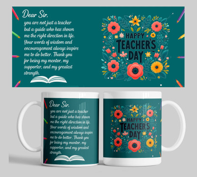 Kanantraders Happy Teachers Day Special Gift | 325ml Printed Ceramic Coffee for Teachers Ceramic Coffee Mug(350 ml)