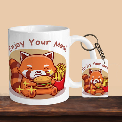 VM MALL 101_Enjoy Your Meal R-R Ceramic Coffee Mug(330 ml, Pack of 2)