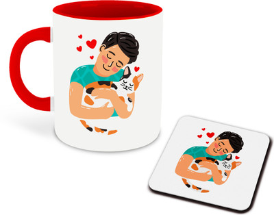 whats your kick CSK Pet Lover Animal Lover Red Ceramic Coffee Cup & with Coaster D24 Ceramic Coffee Mug(325 ml)