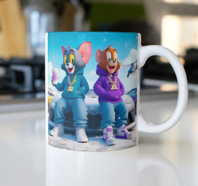 S Creation Tom and Jerry printed coffee mugs m-6 Ceramic Coffee Mug(350 ml)