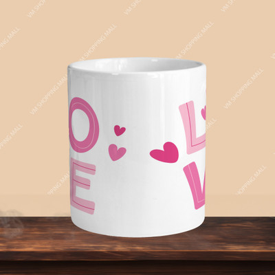 VM SHOPPING MALL Love 04 R-R Ceramic Coffee Mug(330 ml)