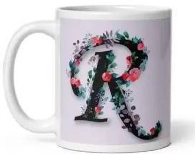 Manorath R Word Printed Ceramic Coffee Ceramic Coffee Mug(345 ml)