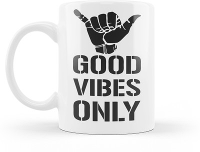 FlashTale good vibe only printed white Sublimation Ceramic Coffee Mug(350 ml)