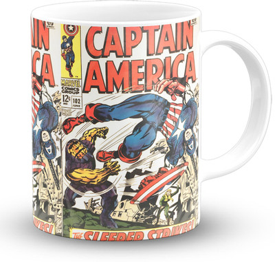 The Desi Monk Captain America Printed White Microwave and Dishwasher Safe 330ml Ceramic Coffee Mug(330 ml)