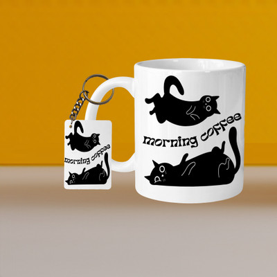 Printhorizon 101_VM Be Happy L-R Ceramic Coffee Mug(330 ml, Pack of 2)
