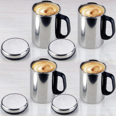 ATROCK Stainless Steel Insulateds with Lid | Vacuum Insulated Coffee Stainless Steel Coffee Mug(350 ml, Pack of 4)