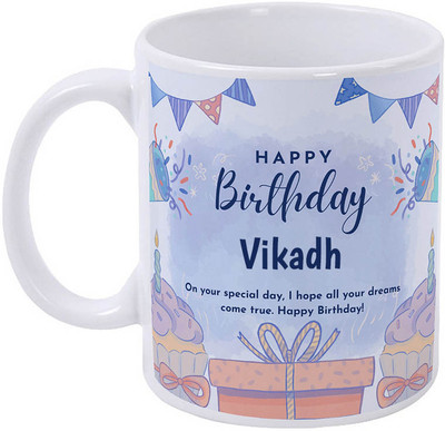 GIFTUATION Happy Birthday Vikadh / Gift for Birthday Ceramic Coffee Mug(325 ml)