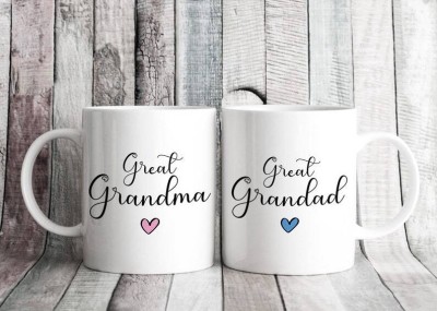 V Kraft Best dada dadi Ever Unique dad mom Quote Printed Stylish Coffee /163 Ceramic Coffee Mug(330 ml, Pack of 2)