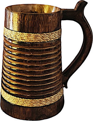 TATV QALAA New Artisanal Lines Handicrafted Coffee, Bar or Party Wood Beer Mug(625 ml)