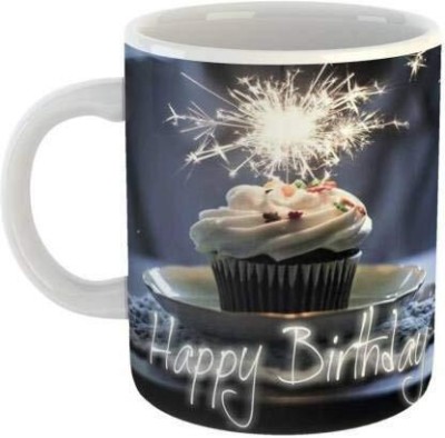 Craft N Creation Happy Birthday Cake Ceramic Coffee Glossy Finish With Vibrant Print Ceramic Coffee Mug(350 ml)