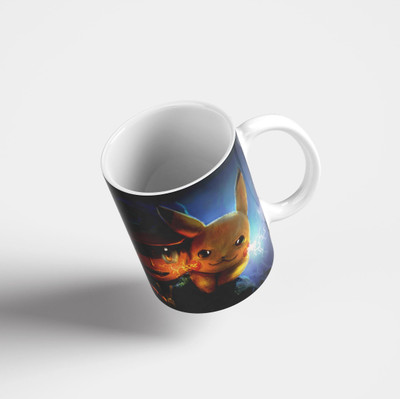 MugsNation Pokemon – Ash & Pikachu Design Printed Ceramic Coffee Mug(330 ml)