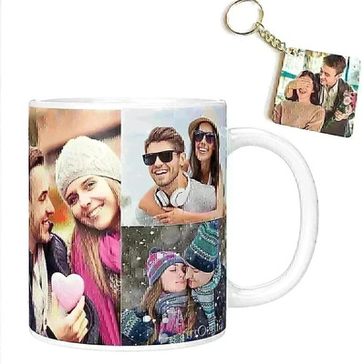 Giftspedia Photo & Text Printed Cup For Birthday , Anniversary Gift White mug + Keychain 22 Ceramic Coffee Mug(360 ml, Pack of 2) Giftspedia Photo & Text Printed Cup For Birthday , Anniversary Gift White mug + Keychain 22 Ceramic Coffee Mug(360 ml, Pack of 2)