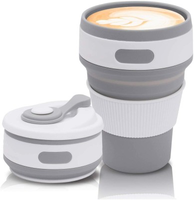 Fulkiza Folding Cup Coffee/Tea/Water Collapsible School Travel Use(Pack Of 1) Plastic Coffee Mug(350 ml)