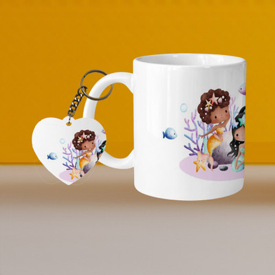 VM SHOPPING MALL VM Cat Play L-H Ceramic Coffee Mug(320 ml, Pack of 2)
