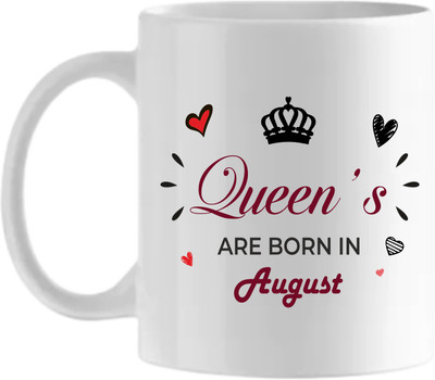Nova Creations Microwave Safe Queens are born in August Ceramic Coffee Mug(325 ml)