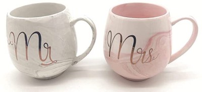 VINDRO Mr & Mrs Coffees for married couples for wedding gifts pack of 2 Ceramic Coffee Mug(350 ml, Pack of 2)