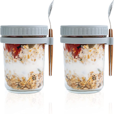 Prefact Glass Milk Container  - 350 ml(Pack of 2, Grey)