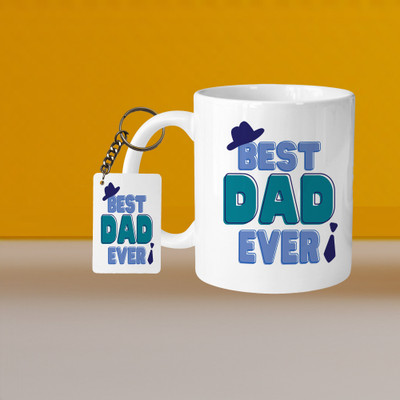 VM MALL 101_Perfect for Coffee and Tea - With Keychain VM Best Dad Ever L R Ceramic Coffee Mug(332 ml)