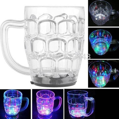 FTAFAT Inductive Rainbow Color Cup LED Flashing 7 Color Changing Light. Pour Water or Tea, Lighting Cup, Easy battery replace Glass Beer Mug(250 ml)