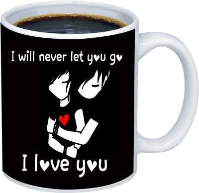 ADI Creations I will Never Let You cute couple Love Designer Ceramic Coffee Mug(350 ml)