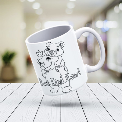 V Kraft Best dad Ever Unique dad Quote Printed Stylish Coffee for daddy /02 Ceramic Coffee Mug(330 ml)