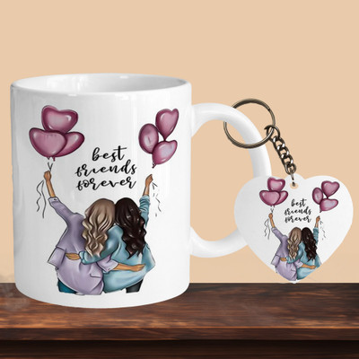 Printhorizon 101_Best Friend Forever R-H Ceramic Coffee Mug(330 ml, Pack of 2)