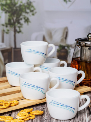 cello Opal Glass Cup Set Opalware Coffee Mug(130 ml, Pack of 6)