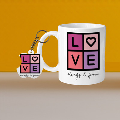 Print Ginnie 101_Perfect for Coffee and Tea - With Keychain VM Lovee Always & Forever L A Ceramic Coffee Mug(325 ml)