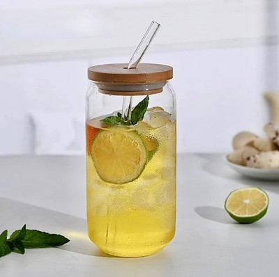 the anuja Glass Cups 16 oz Tumbler Can Shaped Glass Glass Mason Jar(510 ml)