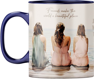 YuBingo Heartfelt Friend Gift - Dark Blue Inner & Handle, Beautiful Place Ceramic Coffee Mug(310 ml)