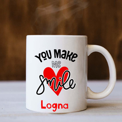 badri creations You Make Me Smile Logna White Ceramic Coffee Mug(350 ml)