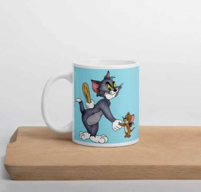 M Enterprises Tom And Jerry Printed Ceramic Coffee Mug(350 ml)