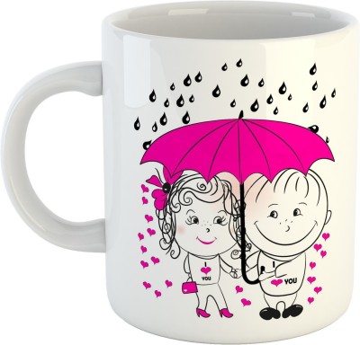 ARTBUG Couple Enjoying Rain -1664 Ceramic Coffee Mug(350 ml)