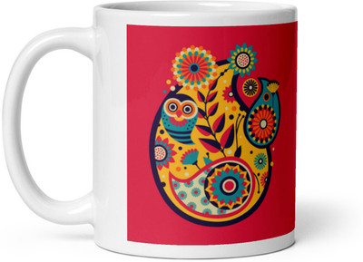 Dr Farfar Owl Design Pattern Ceramic Coffee Mug(350 ml)