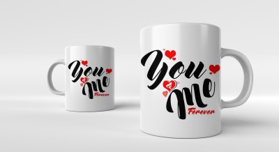 prints club customized You & Me White handle coffee mug Ceramic Coffee Mug(350 ml)