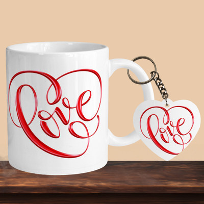 VMSHOPPINGMART 101_Love Heart R-H Ceramic Coffee Mug(330 ml, Pack of 2)