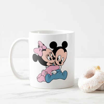 Brubuggy Mickey Mouse & Minnie Cartoon/Printed Coffee/Gift for Loved Ones Ceramic Coffee Mug(325 ml)