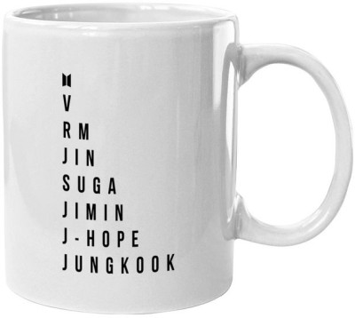 craft maniacs JUNGKOOK WITH BAND MATES QUOTE 330 ML WHITE COFFEE MUG FOR BTS ARMY Porcelain Coffee Mug(350 ml)