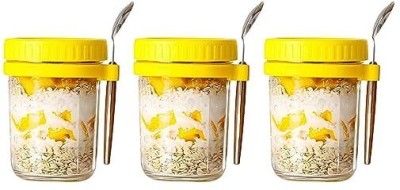 AshandRoh Glass Cereal Dispenser  - 350 ml(Pack of 3, Yellow)