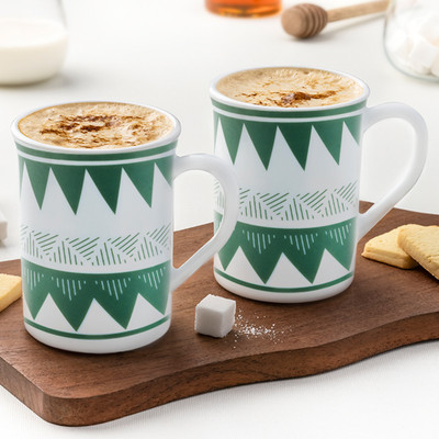 Larah by Borosil Tri Wave Coffees, Bone Ash Free Crockery Set Ideal For Daily Use & Gifting Opalware Coffee Mug(350 ml, Pack of 2)