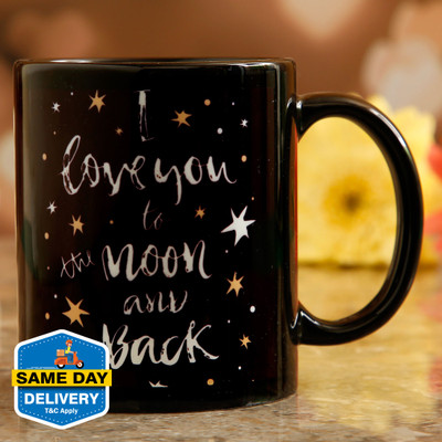 FNP Love You To Moon Back Printed Ceramic Coffee Mug(325 ml)